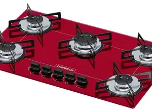 Cooktop a Gás Chamalux 5 Bocas Ultra Chama Vermelho Bivolt GN Cooktop a Gás Chamalux 5 Bocas Ultra Chama Vermelho Bivolt GN