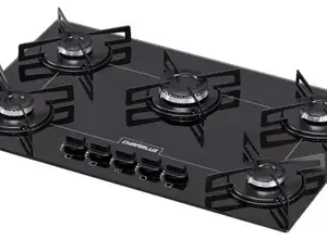 Cooktop a Gás Chamalux 5 Bocas Ultra Chama Preto Bivolt GN Cooktop a Gás Chamalux 5 Bocas Ultra Chama Preto Bivolt GN