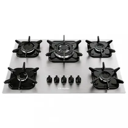 Cooktop a Gás Mueller 5 Bocas Tripla Chama MCG5BK