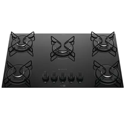 Cooktop a Gás Atlas Agile 5 Bocas Mesa de Vidro Preto Bivolt