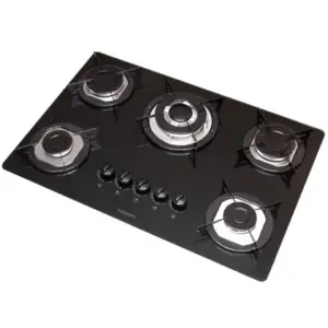Cooktop a Gás Fogatti 5 Bocas Tripla Chama Vidro Preto Cooktop a Gás Fogatti 5 Bocas Tripla Chama Vidro Preto