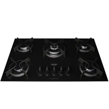 Cooktop a Gás Dako 5 Bocas Mesa de Vidro Tripla Chama Preto Bivolt