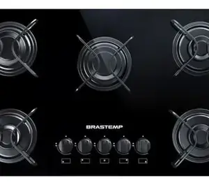 Cooktop a Gás Brastemp 5 Bocas Metal e Vidro 73x46x8.6cm Cooktop a Gás Brastemp 5 Bocas Metal e Vidro 73x46x8.6cm