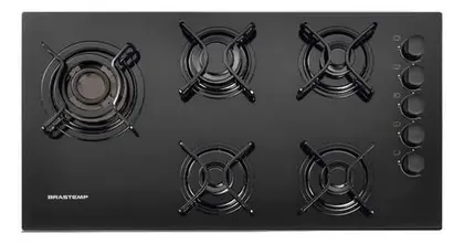 Cooktop a Gás Brastemp 5 Bocas Vidro Black Bivolt 85x46cm