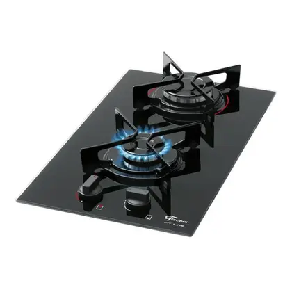 Cooktop a Gás Fischer Fit Line 2 Bocas Mesa de Vidro Bivolt
