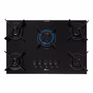 Cooktop a Gás Fischer Fit Line 5 Bocas Trempe Iron Preto Bivolt Cooktop a Gás Fischer Fit Line 5 Bocas Trempe Iron Preto Bivolt