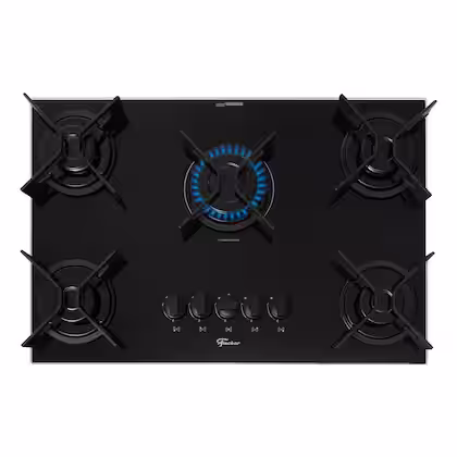 Cooktop a Gás Fischer Fit Line 5 Bocas Trempe Iron Preto Bivolt