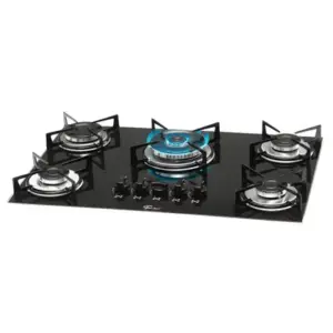 Cooktop a Gás Fischer 5 Bocas Tripla Chama Vidro Preto Bivolt Cooktop a Gás Fischer 5 Bocas Tripla Chama Vidro Preto Bivolt