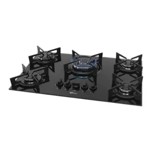 Cooktop a Gás Fischer Fit Line 5 Bocas Tripla Chama Preto Cooktop a Gás Fischer Fit Line 5 Bocas Tripla Chama Preto