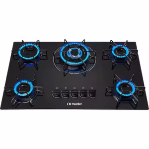 Cooktop a Gás Mueller 5 Bocas Tripla Chama Preto Bivolt MCG135BG1 Cooktop a Gás Mueller 5 Bocas Tripla Chama Preto Bivolt MCG135BG1
