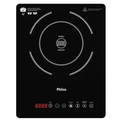 Cooktop de Indução Philco Portátil 1 Boca 10 Níveis Preto Bivolt PCT12P
