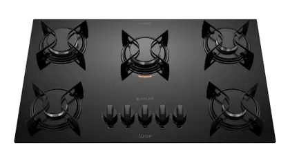 Cooktop a Gás Atlas Utop 5 Bocas Vidro Preto Bivolt