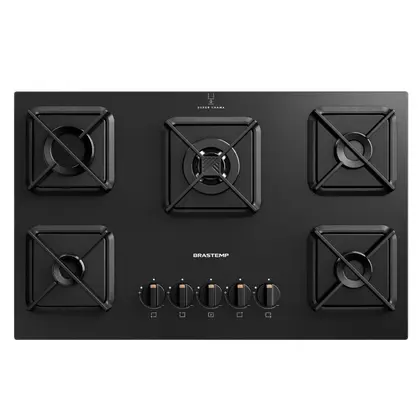 Cooktop a Gás Brastemp 5 Bocas Grades de Ferro Fundido Chamas Especiais BDS75AE