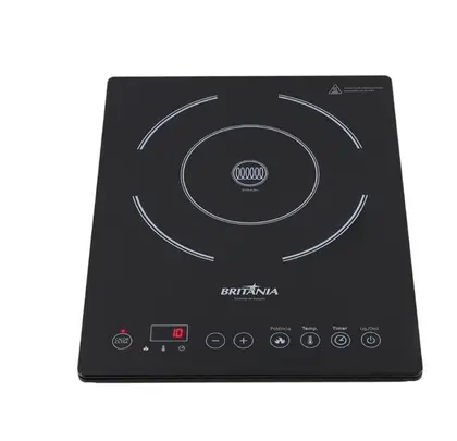 Cooktop de Indução Britânia Portátil 1 Boca Display Digital e Painel Touch Preto