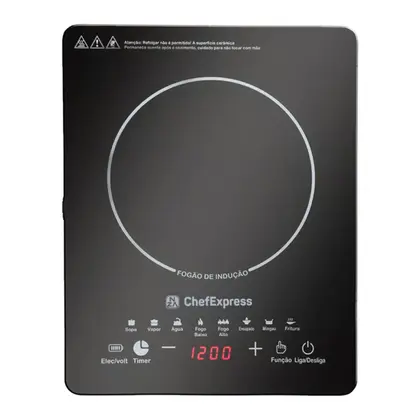 Cooktop de Indução Chef Express Portátil 1 Boca Magnético com Timer Digital