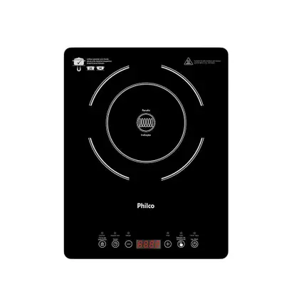 Cooktop de Indução Philco Portátil 1 Boca Display Digital Painel Touch Preto 127V PCT10A