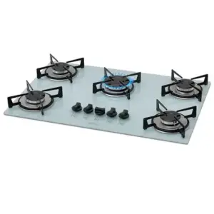Cooktop a Gás Fischer 5Q 5 Bocas Mesa de Vidro Branco Cooktop a Gás Fischer 5Q 5 Bocas Mesa de Vidro Branco