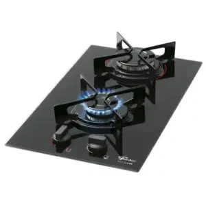 Cooktop a Gás Fischer Fit Line 2 Bocas Preto Mesa de Vidro Design Compacto Bivolt Cooktop a Gás Fischer Fit Line 2 Bocas Preto Mesa de Vidro Design Compacto Bivolt