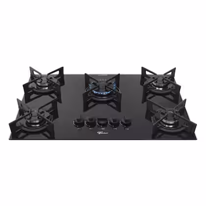 Cooktop a Gás Fischer Fit Line 5 Bocas TC Trempe Iron Vidro Preto Bivolt 36325-102672