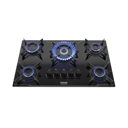 Cooktop a Gás Itatiaia Electra Plus 5 Bocas Tripla Chama Vidro Temperado Acendimento Automático Bivolt