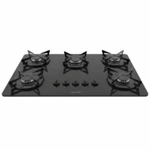 Cooktop a Gás Fogatti 5 Bocas Vidro Preto Flange Esmaltada FGT 5B Cooktop a Gás Fogatti 5 Bocas Vidro Preto Flange Esmaltada FGT 5B