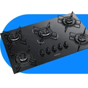 Cooktop a Gás Itatiaia Essencial 5 Bocas Mesa Vidro Preto Bivolt Cooktop a Gás Itatiaia Essencial 5 Bocas Mesa Vidro Preto Bivolt