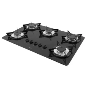 Cooktop a Gás Terim 5 Bocas Vidro Preto Flange Inox TRM 5B Cooktop a Gás Terim 5 Bocas Vidro Preto Flange Inox TRM 5B