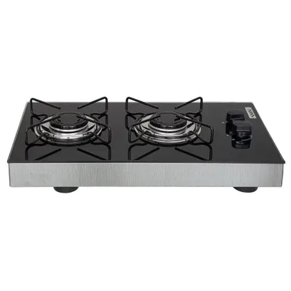 Cooktop a Gás WIN FLAT 2 Bocas de Sobrepor Preto Acendimento Manual