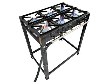 Fogão Industrial 6 Bocas Ludinox Grafite 20×20 QM Caulim Alta Pressão com Pé
