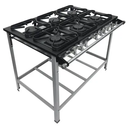 Fogão Industrial 6 Bocas Metalmaq 30×30 Baixa Pressão 3 Queimadores Duplos 3 Simples Perfil 5 com Pé