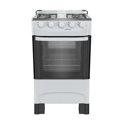 Fogão de Piso 4 Bocas Mueller Mesa de Inox Acendimento Manual Cor Branco MFI4BA