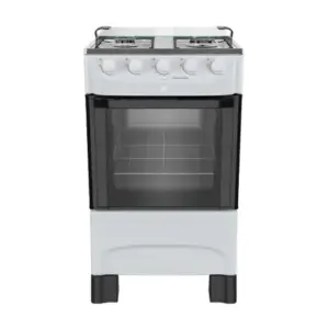 Fogão de Piso 4 Bocas Mueller Mesa de Inox Acendimento Automático Cor Branco Bivolt MFI4BB