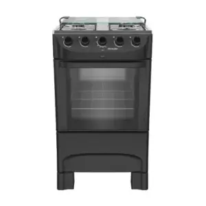 Fogão de Piso 4 Bocas Mueller Mesa de Inox Acendimento Automático Cor Preto Fosco Bivolt MFI4BB