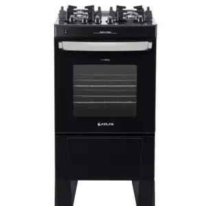 Fogão de Piso 4 Bocas Atlas Agile Up Glass Mesa de Vidro Acendimento Automático Cor Preto Bivolt
