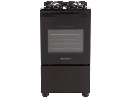 Fogão de Piso 4 Bocas Brastemp Mesa de Vidro Cor Preto BFO4