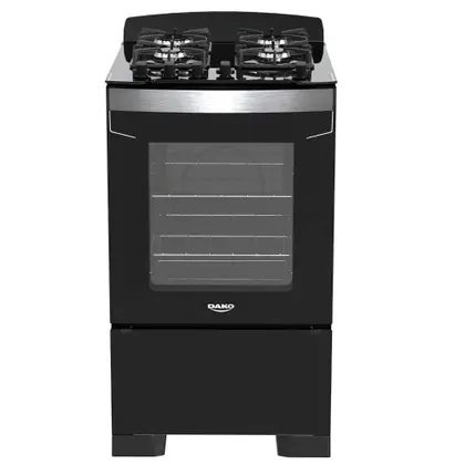 Fogão de Piso 4 Bocas Dako Diplomata Mesa de Vidro Cor Preto Bivolt