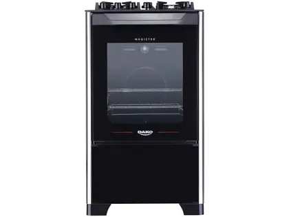 Fogão de Piso 4 Bocas Dako Magister Mesa de Vidro Cor Preto