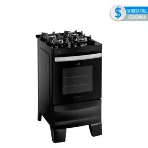 Fogão de Piso 4 Bocas Atlas Agile Up Glass Mesa de Vidro Cor Preto ou Branco Bivolt