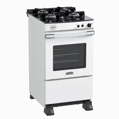 Fogão de Piso 4 Bocas Venax Gaudi Vetro Vitreo Cor Branco Gás GLP