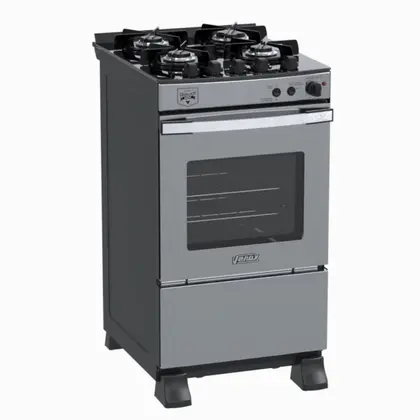 Fogão de Piso 4 Bocas Venax Gaudi Vetro Vitreo Cor Inox Gás GLP