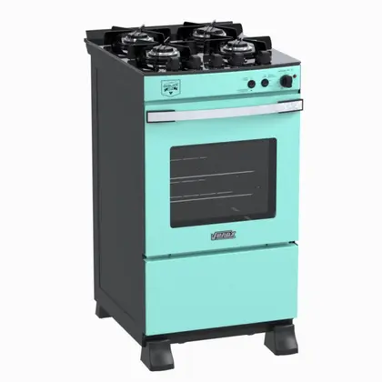 Fogão de Piso 4 Bocas Venax Gaudi Vetro Vitreo Cor Verde Gás GLP