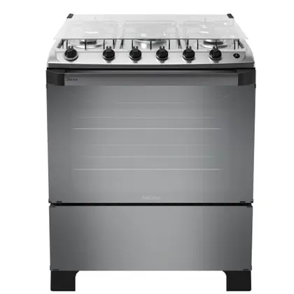 Fogão de Piso 5 Bocas Itatiaia New Dream a Gás com Mesa Inox e Vidro Reflecta