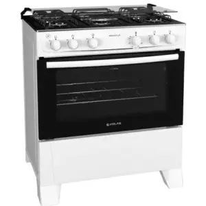 Fogão de Piso 5 Bocas Atlas Mônaco Plus com Acendimento Automático e Mesa Inox Branco Fogão de Piso 5 Bocas Atlas Mônaco Plus com Acendimento Automático e Mesa Inox Branco