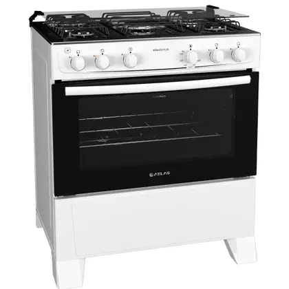 Fogão de Piso 5 Bocas Atlas Mônaco Plus com Acendimento Automático e Mesa Inox Branco