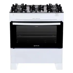 Fogão de Piso 5 Bocas Atlas Mônaco Plus Top Glass com Mesa de Vidro Branco Bivolt Fogão de Piso 5 Bocas Atlas Mônaco Plus Top Glass com Mesa de Vidro Branco Bivolt