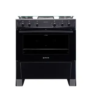 Fogão de Piso 5 Bocas Atlas Mônaco Plus com Acendimento Automático e Mesa Inox Preto Fogão de Piso 5 Bocas Atlas Mônaco Plus com Acendimento Automático e Mesa Inox Preto