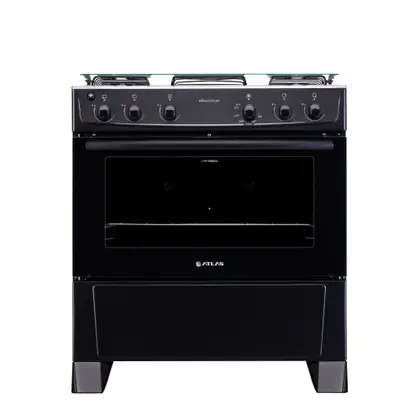 Fogão de Piso 5 Bocas Atlas Mônaco Plus com Acendimento Automático e Mesa Inox Preto