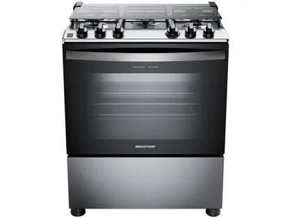 Fogão de Piso 5 Bocas Brastemp Cinza e Preto BFS5GDR