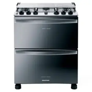 Fogão de Piso 5 Bocas Brastemp Duplo Forno Inox BFD5NCR Fogão de Piso 5 Bocas Brastemp Duplo Forno Inox BFD5NCR