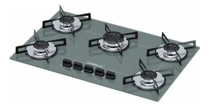 Fogão Cooktop 5 Bocas Chamalux Ultra com Vidro Temperado Automático Prata Bivolt